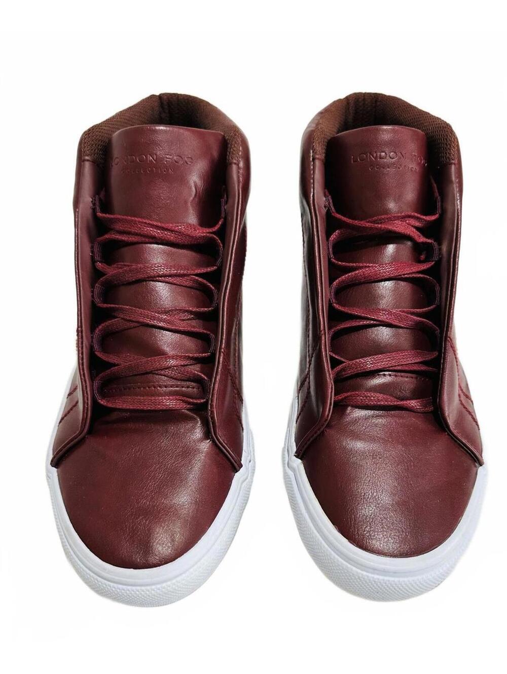 London Fog Collection 'Dorance' Men's Burgundy Leather High Top Sneakers Size 12